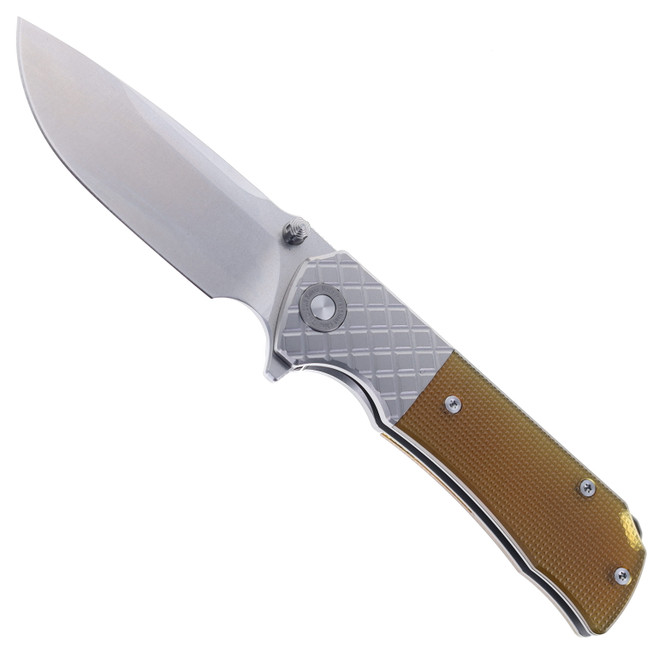 TwoSun Flipper Folding Knife Titanium/PEI Handle M390 Plain Edge TS461-M390