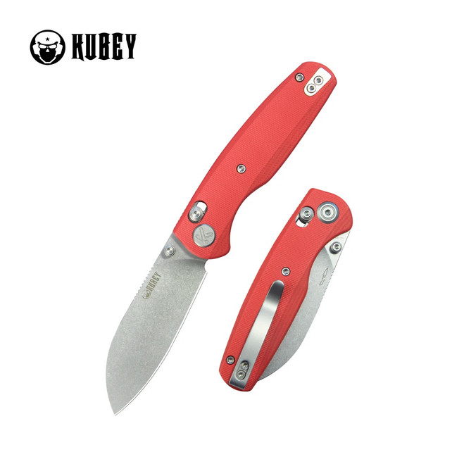 Kubey Breeze Every Carry Crossbar Lock Folding Knife Red G10 Handle 14C28N Sheepsfoot Plain Edge Stonewash Finish KU288B Kubey Breeze Every Carry Crossbar Lock Folding Knife Red G10 Handle 14C28N Sheepsfoot Plain Edge Stonewash Finish KU288B