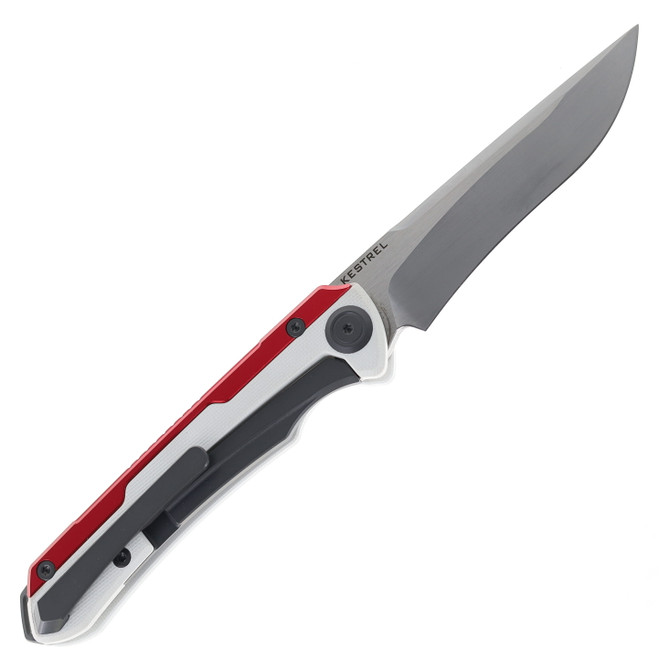 Maxace Kestrel Folding Knife White/Red Aluminum/G10 Handle