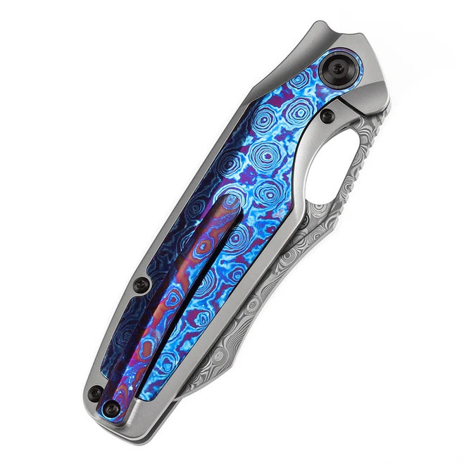 Kansept Tuckamore Folding Knife Titanium/Timascus Handle Damascus