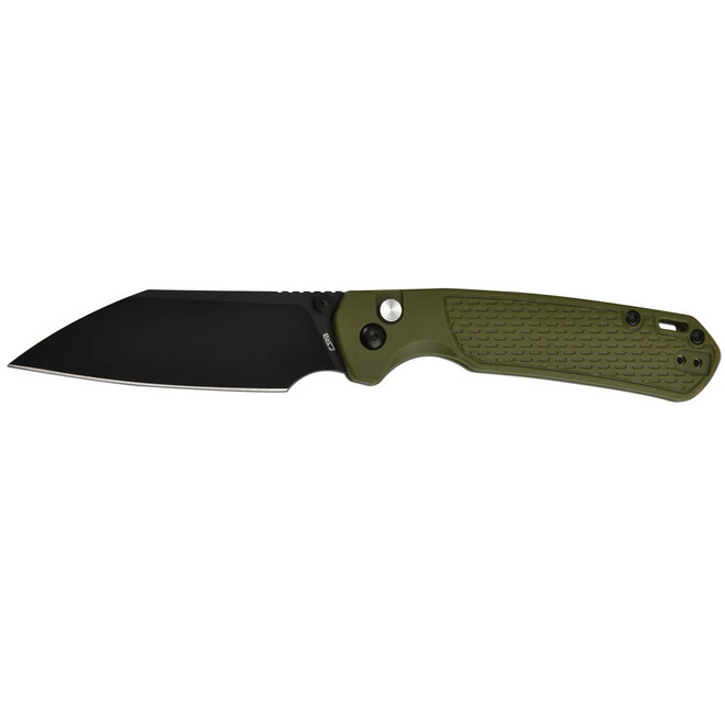 CJRB Pyrite-Light Folding Knife Green FRN Handle Wharncliffe Plain