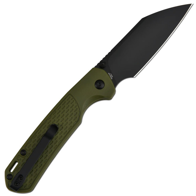 CJRB Pyrite-Light Folding Knife Green FRN Handle Wharncliffe Plain