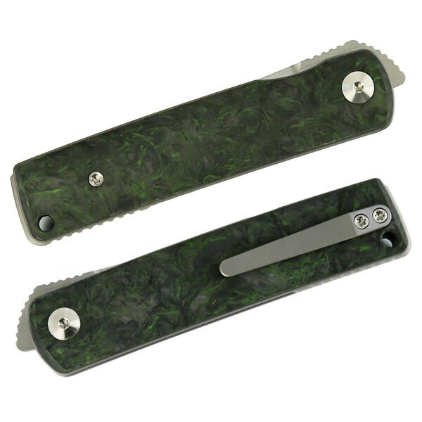 Reate Bushido Folding Knife Dark Matter Green Handle M390 Plain