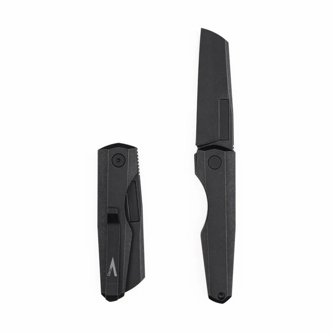 Vero Engineering Neuron Non-Flipper Folding Knife Blackwash Titanium Handle Blackwash M390 Blade