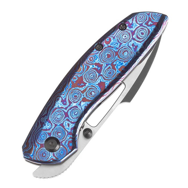 T’ Kansept Link Folding Knife Timascus/Blackwash Titanium