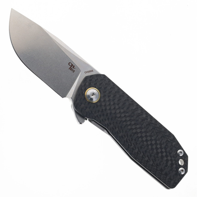 CH Knives D2 Carbon Fiber Gray Ti Handle Folding Knife 3005SL CH Knives D2 Carbon Fiber Gray Ti Handle Folding Knife 3005SL