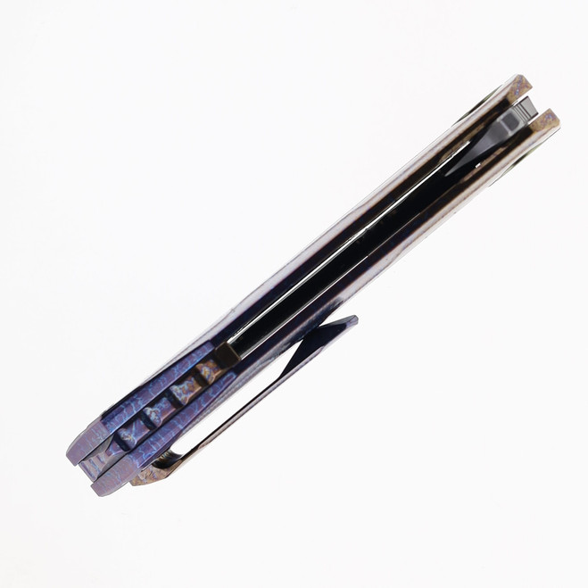 モモ TwoSun Flipper Folding Knife Color Titanium Handle M390 Plain Edge