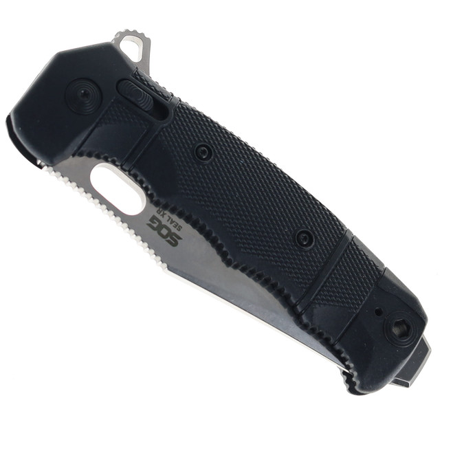 SOG Seal XR Lock Folding Knife Black GRN Handle S35VN Plain Edge