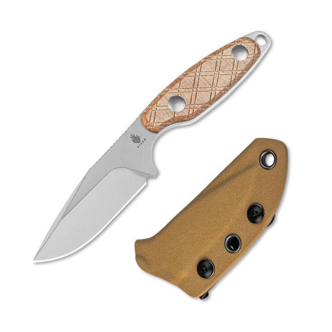 A.H.Y〜 Kizer Muskrat Fixed Blade Knife Brown Micarta Handle 154CM