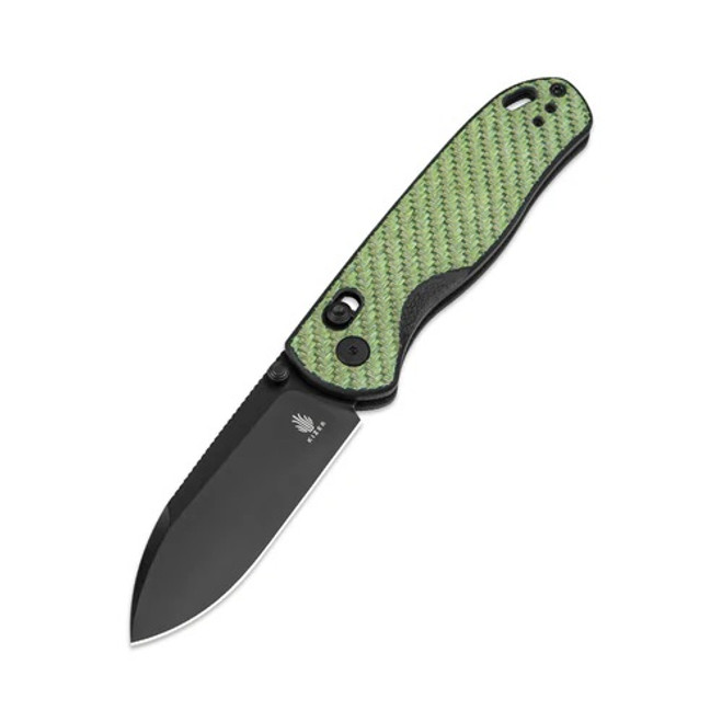 Kizer Drop Bear Folding Knife Green Carbon Fiber Handle Nitro-V Drop Point Plain Black Blade V3619A4 Kizer Drop Bear Folding Knife Green Carbon Fiber Handle Nitro-V Drop Point Plain Black Blade V3619A4