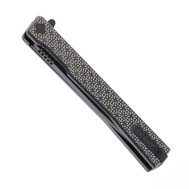色々② Ocaso Solstice Folding Knife Titanium Satin Black Engraved Swirl