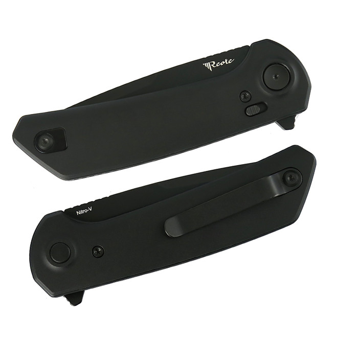 Reate PL-XF Folding Knife Black Aluminum Handle Nitro-V Plain
