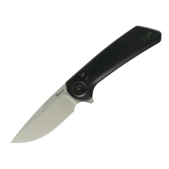 Reate PL-XF Folding Knife Black Aluminum Handle Nitro-V Plain Stonewashed Blade