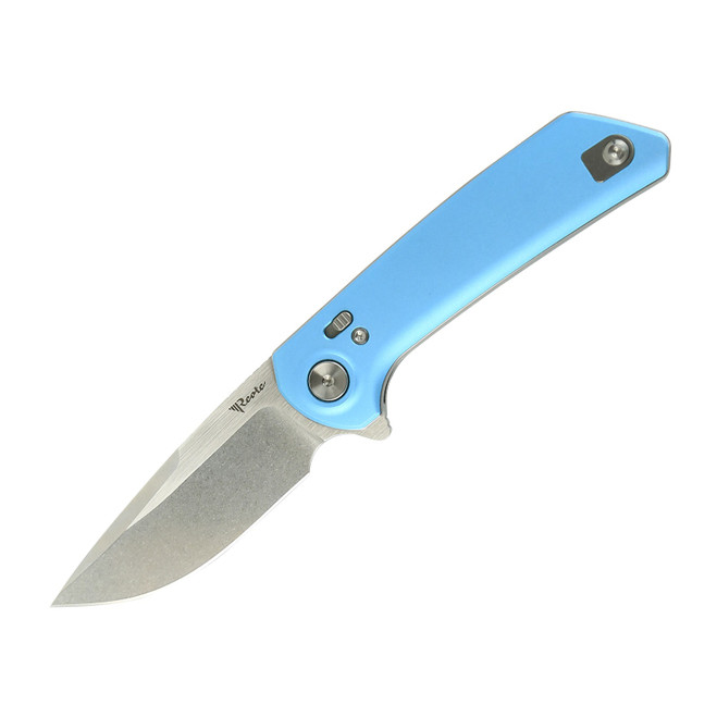 Reate PL-XF Folding Knife Blue Aluminum Handle Nitro-V Plain Satin Blade