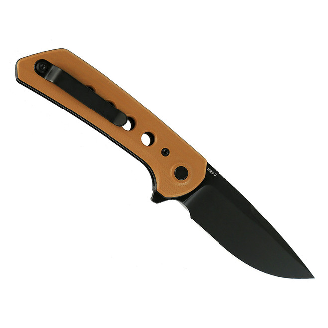 Reate PL-XF Folding Knife Tan G10 Handle Nitro-V Plain Black Blade