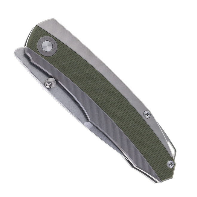 Two Sun Folding Knife Titanium/OD Green G10 Handle 14C28N Plain