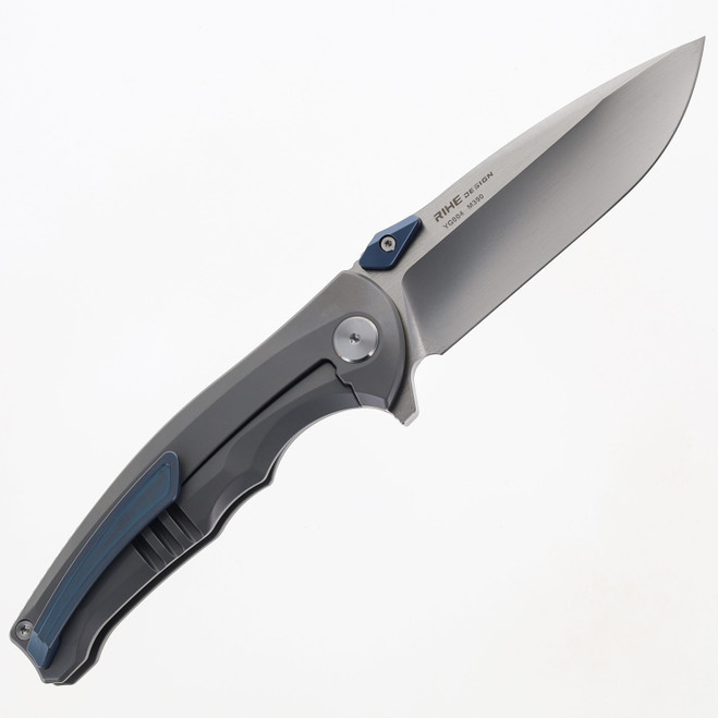 サイン入り写真 Yangge Folding Knife Gray Titanium Handle M390 Plain Edge YG004-Sand