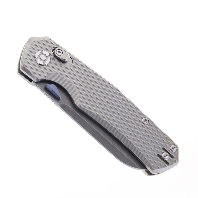 Kunwu Chad Folding Knife Titanium Handle PM60 Plain Black Blade