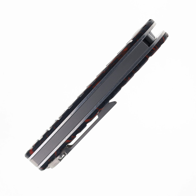 しょう　2箱 Tenable Bombur Folding Knife Black/Red Gmascus Handle D2 Plain