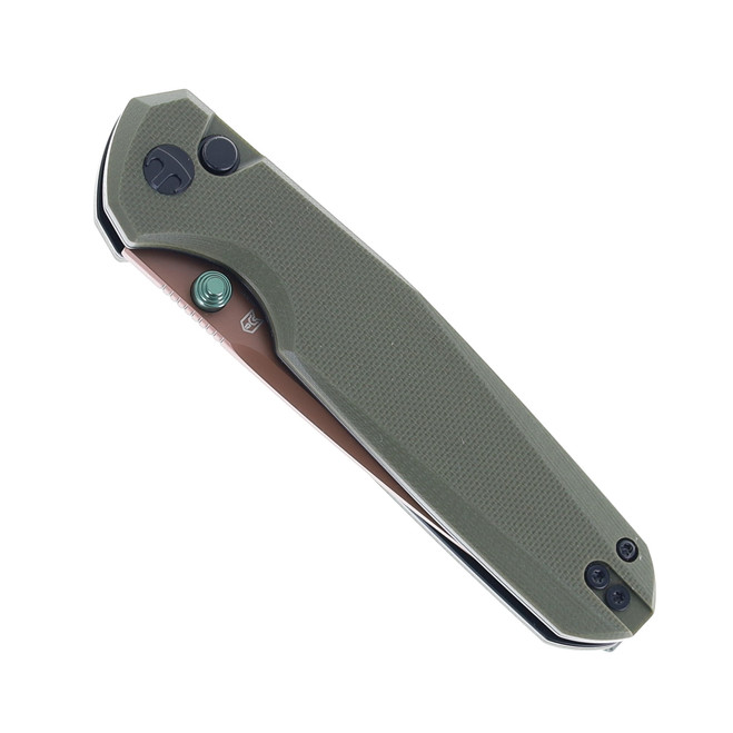 Bestechman Velix Button Lock Folding Knife OD Green G10 Handle