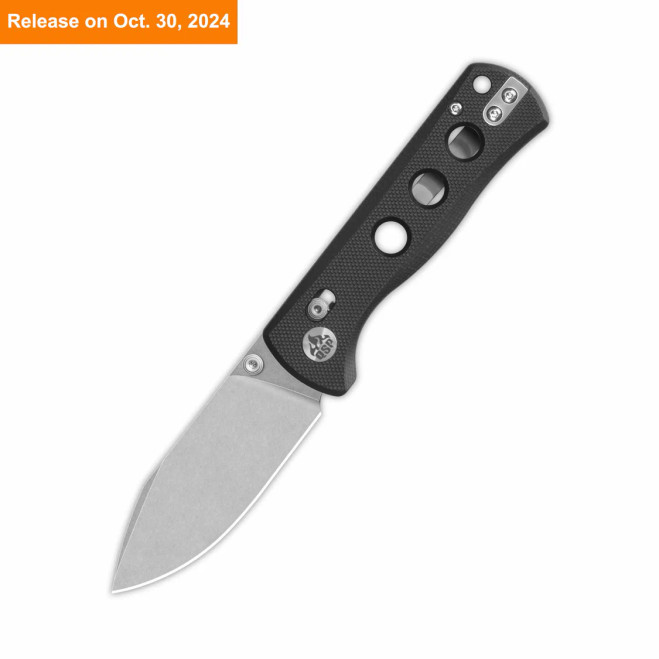 QSP Canary Glyde Folding Knife Black G10 Handle 14C28N Plain Edge Stonewash Finish QS150GL-A1