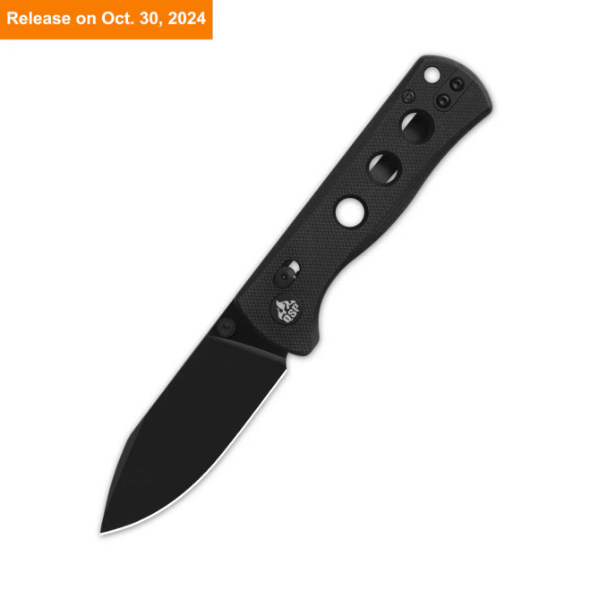 QSP Canary Glyde Folding Knife Black G10 Handle 14C28N Plain Black Blade QS150GL-A2