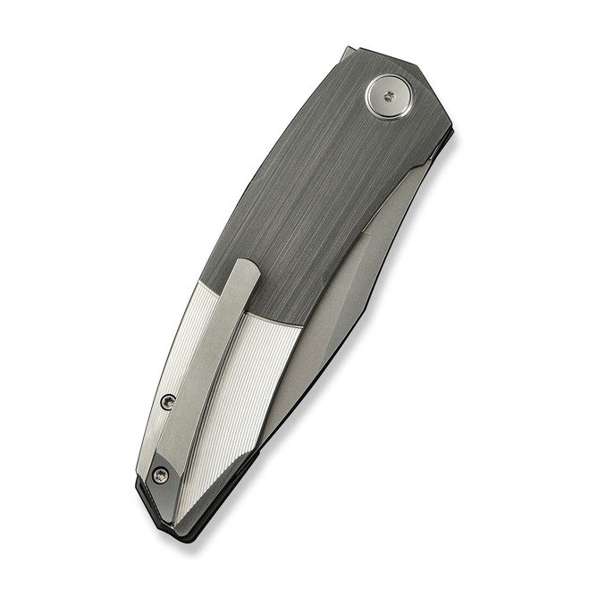WE Sine Wave Folding Knife Gray Hand Rubbed Satin Titanium Handle