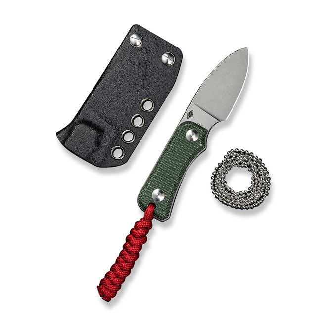Civivi Baby Banter Fixed Blade Knife Green Canvas Micarta Handle Nitro-V Plain Edge Stonewash Finish C23045-2