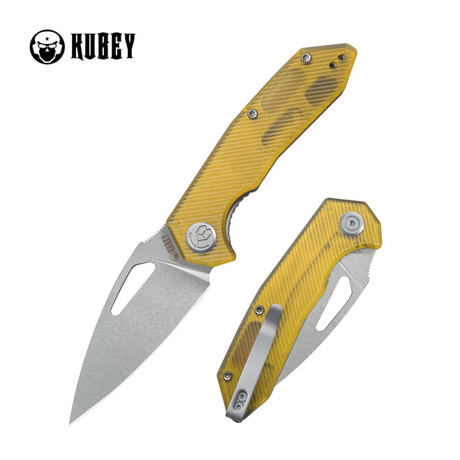 Kubey Coeus Folding Knife Ultem Handle 14C28N Plain Edge Beadblast