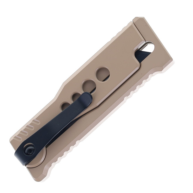 Reate Exo-U Utility Knife Tan Aluminum Speed Hole - White Mountain