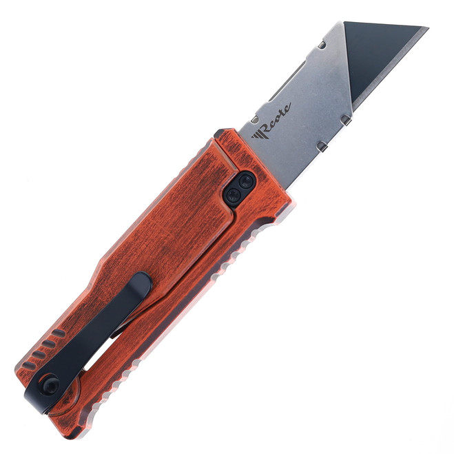Reate Exo-U Utility Knife Distressed Orange Aluminum Plain - White