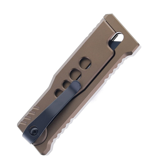 Reate Exo-U Utility Knife Bronze Aluminum Speed Hole - White