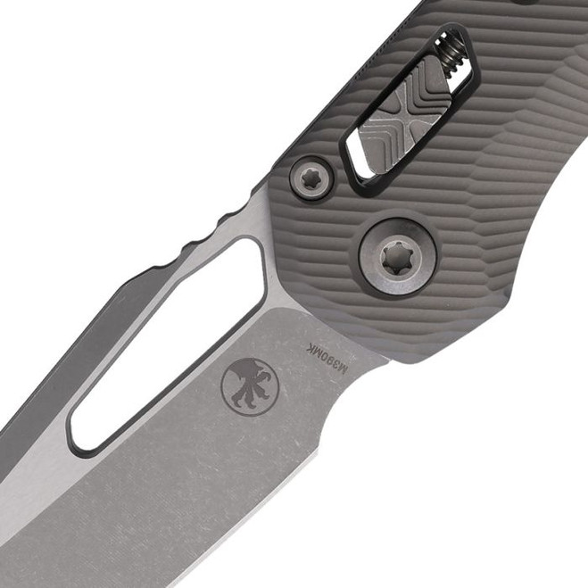 Microtech MSI Ram-Lok AP Folding Knife Gray Aluminum Handle M390
