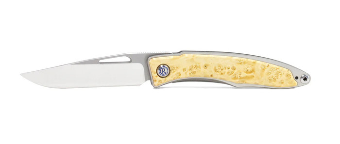 Chris Reeve Mnandi Folding Knife Titanium & Box Elder Handle Plain Magnacut Blade MNA-1008