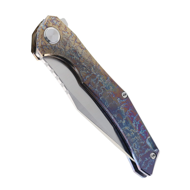 TwoSun Folding Knife Color Titanium Handle M390 Plain Edge TS43