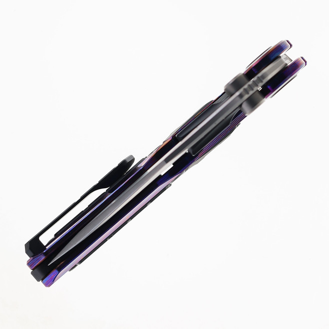 Maxace Titanis 2 Folding Knife Timascus Handle Magnacut Plain Edge