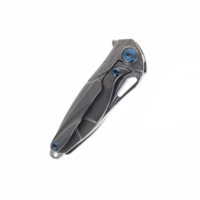 Rike Mini Hummingbird Folding Knife Gray Titanium Handle Rose