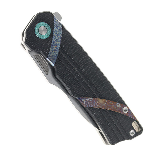 TwoSun Folding Knife Stonwash Titanium Handle 14C28N Plain