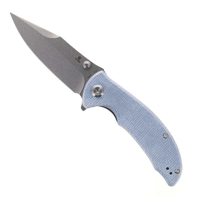Tenable Rei Folding Knife Blue Micarta Handle 14C28N Plain Edge Stonewash Finish T1061A1