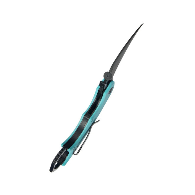 Kubey Roger Recurve Folding Knife Tiffaby Blue G10 Handle 14C28N Plain