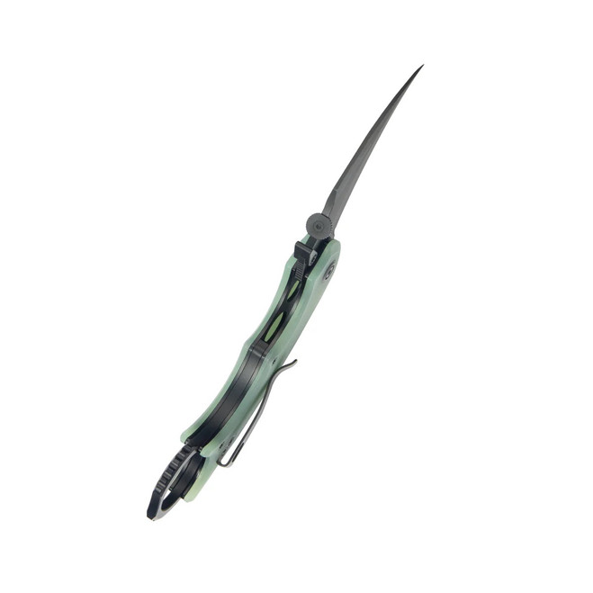 Kubey Roger Recurve Pikal Folding Knife Jade G10 Handle 14C28N
