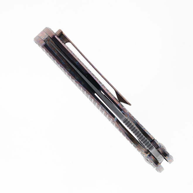 TwoSun TS430-Color Folding Knife Color Titanium Handle N690 Plain Edge