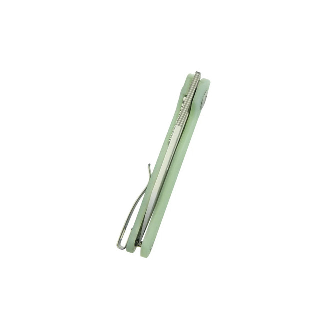 Kubey Royal Folding Knife Jade G10 Handle 14C28N Clip Point Plain