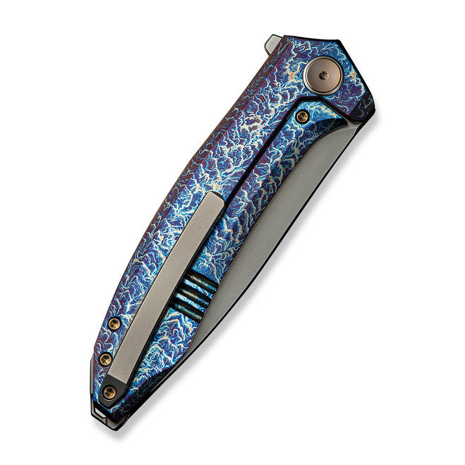 WE Acuminal Folding Knife Flamed Titanium Handle Vanax Plain Edge