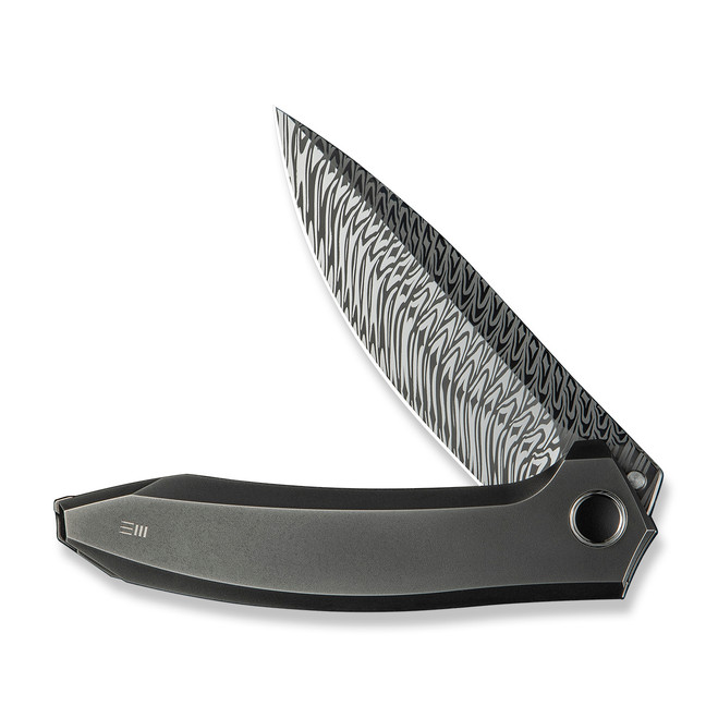 へ WE Acuminal Folding Knife Polished Gray Titanium Handle