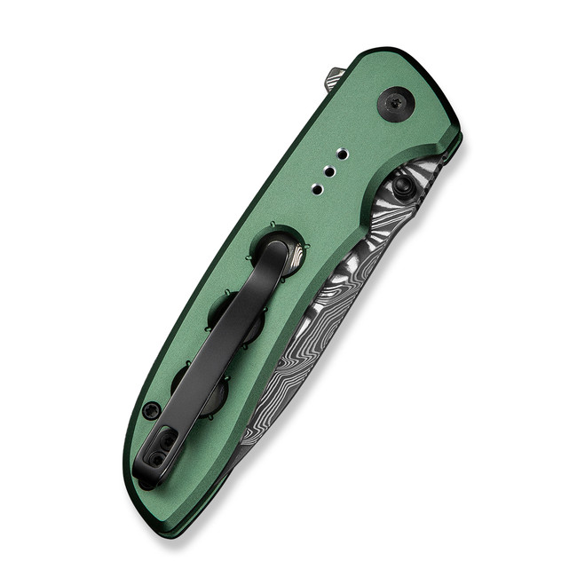 Civivi Hyperpulse Folding Knife Green Aluminum Handle Damascus
