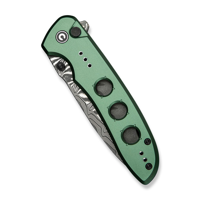 Civivi Hyperpulse Folding Knife Green Aluminum Handle Damascus