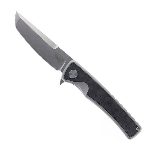 Mechforce Knives Kilby Integral Flipper Pocket Knife Titanium & Black Dune FatCarbon Handle M390 Blade