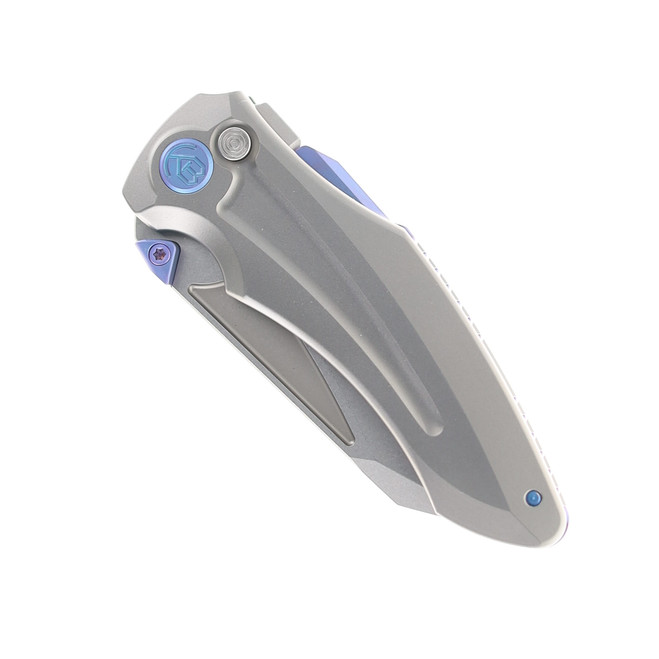 Kubey Sumo Folding Knife Gray Titanium Handle 20CV Plain Edge KB400A