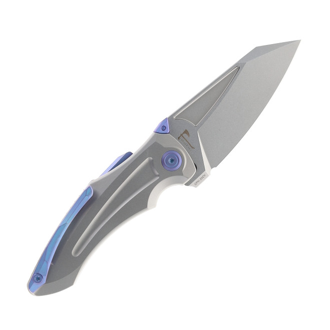 Kubey Sumo Folding Knife Gray Titanium Handle 20CV Plain Edge KB400A